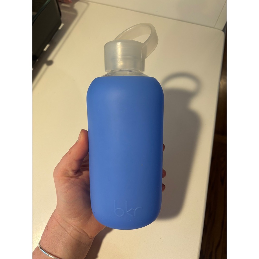 bkr Glass Water Bottle 500ml Silicone Sleeve Periwinkle Blue Reusable Bottle
